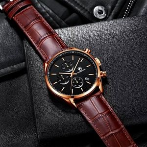 Men Cheetah waterproof  Quartz chronograph  sport wristwatch brown leather band